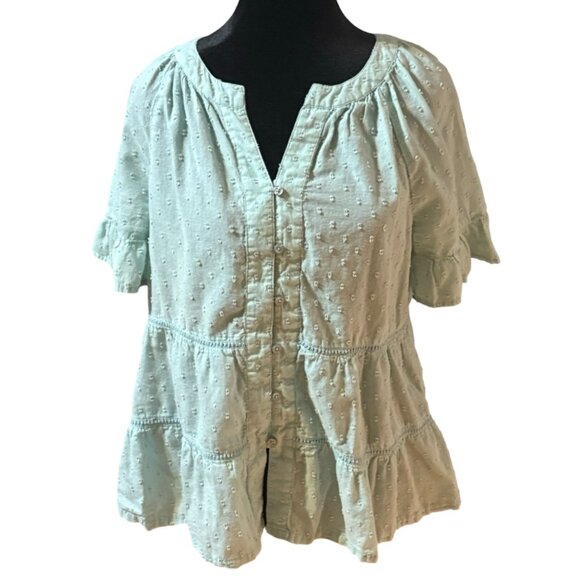 Wonderly Petite Bell Sleeve Clip Dot Top - Picture 1 of 4